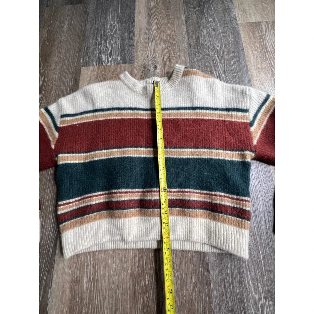 Shaner Striped‎ Wool Blend Sweater Womens One Size Multi Color Crop Knit